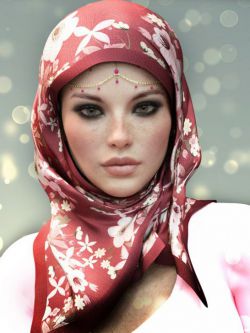 56997 花卉头巾 dForce X-Fashion Floral Hijab for Genesis 8 Female(s)