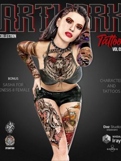 155079 纹身  Artwork Tattoo Collection Vol 02 and Sasha for Genesis 8 Female