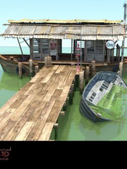 122905 场景 沼泽船 码头 MS17 Swamp Boat for DAZ
